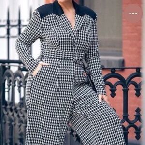 Eloquii Black and White Houndstooth Jumpsuit